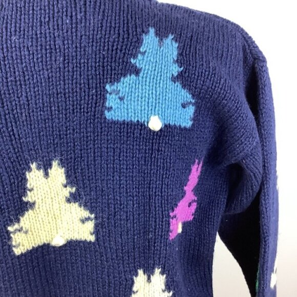 VINTAGE WOOL HANDKNIT DEANS OF SCOTLAND BUNNY PRINT SWEATER - Picture 5 of 7